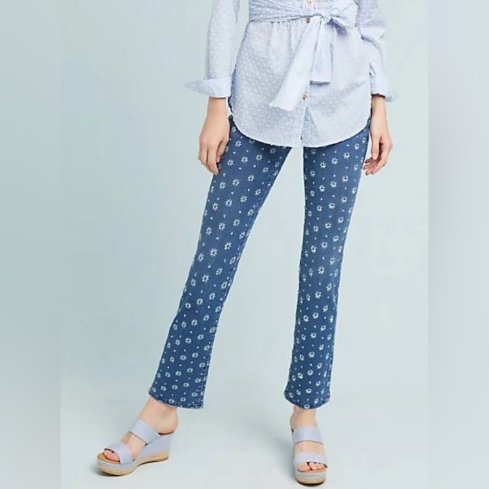 ANTHROPOLOGIE / PILCRO Daisy Embroidered Denim Crop Jeans - Sz 25 - Picture 2 of 14